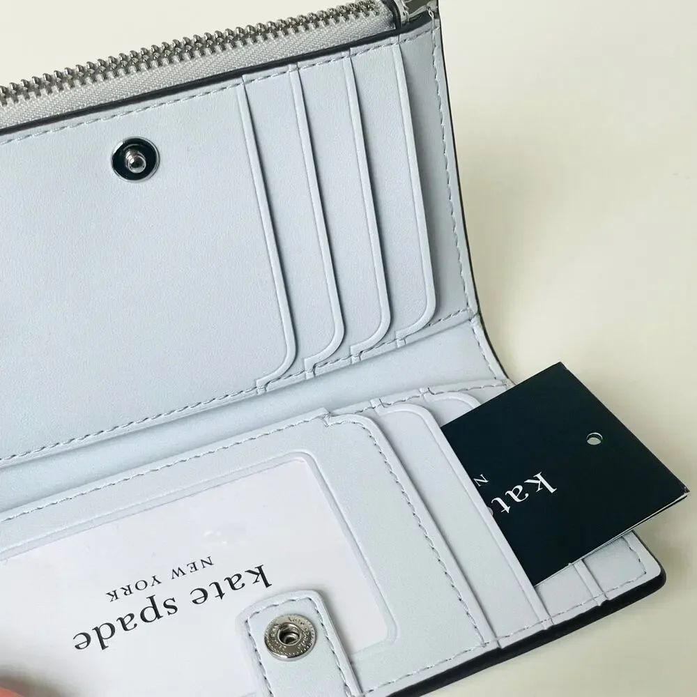 Kate Spade Devin Small Bifold Wallet Silver Patent Leather